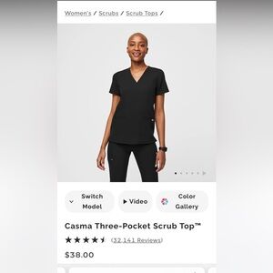 Figs Black Women's Casma Three pocket Scrub top - Small